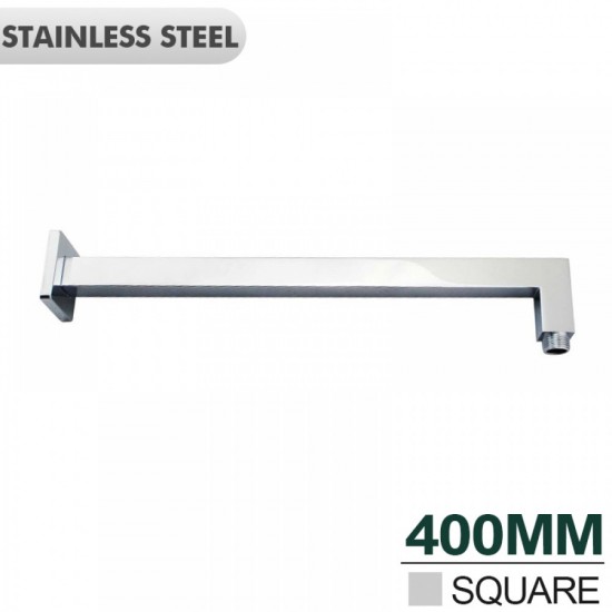 Square Chrome Stainless steel Wall Mounted Shower Arm 400mm